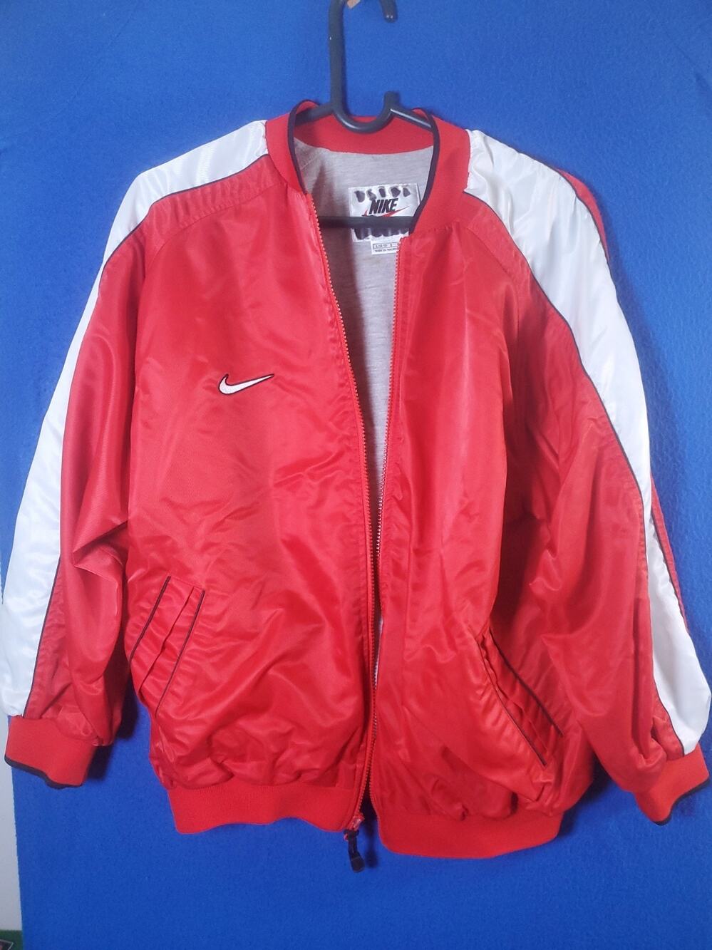Vintage 90s Nike Windbreaker Jacket Youth Size L (14-16) Red White Swoosh